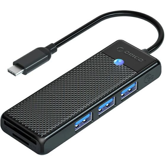 Orico PAPW3AT-C3 Usb Hub 4-Port 3x USB-A 3.0 With microSD/Sd Card Reader 1 m - Black -PAPW3AT-C3-10-BK-Ep - (ORICO-PAPW3AT-C3-10-BK-EP)
