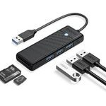 Orico PAPW3AT-U3 Usb Hub 4-Port 3x USB-A 3.0 With microSD/Sd Card Reader 1 m - Black -PAPW3AT-U3-10-BK-Ep - (ORICO-PAPW3AT-U3-10-BK-EP)