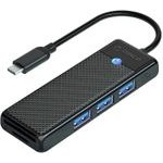 Orico PAPW3AT-U3 Usb Hub 4-Port 3x USB-A 3.0 With microSD/Sd Card Reader 1.8 m - Black -PAPW3AT-C3-18-BK-Ep - (ORICO-PAPW3AT-C3-18-BK-EP)
