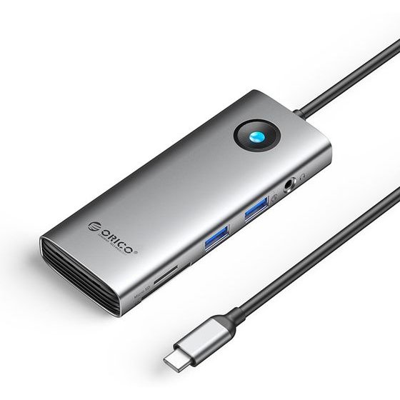 Orico PW11 8in1 USB-C Docking Station 2x USB-A 3.0 1x USB-C Pd 100W 1x Hdmi 4K 60Hz 1x microSD/Sd 1x RJ45 Gigabit Ethernet 1x Audio 3.5mm - Gray -PW11-8PM-GY-Ep - (ORICO-PW11-8PM-GY-EP)