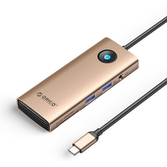 Orico PW11 8in1 USB-C Docking Station 2x USB-A 3.0 1x USB-C Pd 100W 1x Hdmi 4K 60Hz 1x microSD/Sd 1x RJ45 Gigabit Ethernet 1x Audio 3.5mm - Rose Gold -PW11-8PM-RG-Ep - (ORICO-PW11-8PM-RG-EP)
