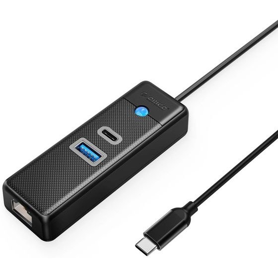 Orico PW3UR25-C3 3-Port Usb Hub 1x USB-A 3.0 1x USB-C 3.0 1x RJ45 2.5G Ethernet 0.5 m - Black -PWCUR25-C3-05-BK-Ep - (ORICO-PWCUR25-C3-05-BK-EP)