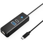 Orico PW3UR25-C3 3-Port Usb Hub 1x USB-A 3.0 1x USB-C 3.0 1x RJ45 2.5G Ethernet 1.8 m - Black -PWCUR25-C3-18-BK-Ep - (ORICO-PWCUR25-C3-18-BK-EP)