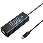 Orico PW3UR25-C3 Usb Hub 4-Port 3x USB-A 3.0 1x RJ45 2.5G Ethernet 0.15m - Black -PW3UR25-C3-015-BK-Ep - (ORICO-PW3UR25-C3-015-BK-EP)