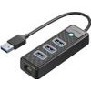 Orico PW3UR25-U3 Usb Hub 4-Port 3x USB-A 3.0 1x RJ45 2.5G Ethernet 1 m - Black -PW3UR25-U3-10-BK-Ep - (ORICO-PW3UR25-U3-10-BK-EP)