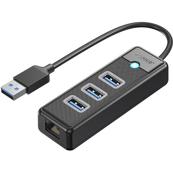 Orico PW3UR25-U3 Usb Hub 4-Port 3x USB-A 3.0 1x RJ45 2.5G Ethernet 1 m - Black -PW3UR25-U3-10-BK-Ep - (ORICO-PW3UR25-U3-10-BK-EP)