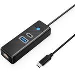 Orico PWCUR-C3 3-Port Usb Hub 1x USB-A 3.0 1x USB-C 3.0 1x RJ45 Gigabit Ethernet 0.15 m - Black -PWCUR-C3-015-BK-Ep - (ORICO-PWCUR-C3-015-BK-EP)