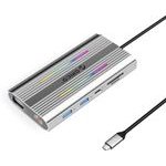 Orico Xcr 12in1 Rgb USB-C Docking Station 3x USB-A USB-C Pd 100W Hdmi 4K Vga RJ45 Gigabit Sd And Microsd Card Reader - Silver -XDR-X2-SV-Bp - (ORICO-XDR-X2-SV-BP)