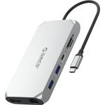 Orico Xcr 12in1 USB-C Docking Station 2x USB-A 3.1 1x USB-A 2.0 1x USB-C Pd 100W 1x USB-C 3.1 2x Hdmi 2.0 4K 60 Hz 1x Displayport 1.4 4K 60 Hz 1x Sd 3.0 1x Microsd 3.0 1x RJ45 Gigabit Ethernet 1x Audio Ctia 3.5 Mm - Silver -XCR-X33-SV-Bp -