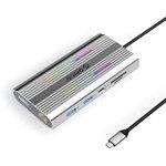 Orico Xdr 12in1 Rgb USB-C Docking Station USB-A USB-C 2x Hdmi 4K 60 Hz Displayport 4K 60 Hz RJ45 Gigabit Pd 100W Sd And Microsd Card Reader - Silver -XDR-X3-SV-Bp - (ORICO-XDR-X3-SV-BP)
