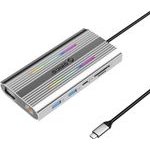 Orico Xdr 12in1 Rgb USB-C Docking Station USB-A USB-C Pd 100W 2x Hdmi 4K 60Hz Vga RJ45 Gigabit Sd And Microsd Card Reader - Gray -XDR-X1-SV-Bp - (ORICO-XDR-X1-SV-BP)