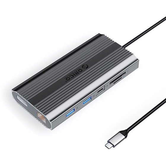 Orico Xdr 12in1 USB-C Docking Station USB-A USB-C 2x Hdmi 4K 60Hz Displayport 4K 60Hz RJ45 Gigabit Pd 100W Sd And Microsd Card Reader - Gray -XDR-X33-GY-Bp - (ORICO-XDR-X33-GY-BP)