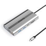 Orico Xdr 12in1 USB-C Docking Station USB-A USB-C 2x Hdmi 4K 60Hz Displayport 4K 60Hz RJ45 Gigabit Pd 100W Sd And Microsd Card Reader - Silver -XDR-X33-SV-Bp - (ORICO-XDR-X33-SV-BP)