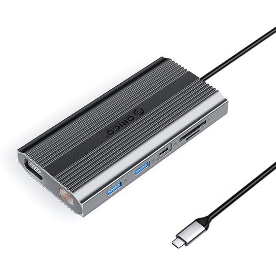 Orico Xdr 12in1 USB-C Docking Station USB-A USB-C Hdmi 4K Vga RJ45 Gigabit Pd 100W Sd And Microsd Card Reader - Gray -XDR-X22-GY-Bp - (ORICO-XDR-X22-GY-BP)