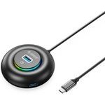 Orico YXR4-C3 Rgb Usb Hub 4-Port USB-A 3.0 With Audio/Microphone Port 0.3m - Black -YKR4-C3-03-BK-Bp - (ORICO-YKR4-C3-03-BK-BP)