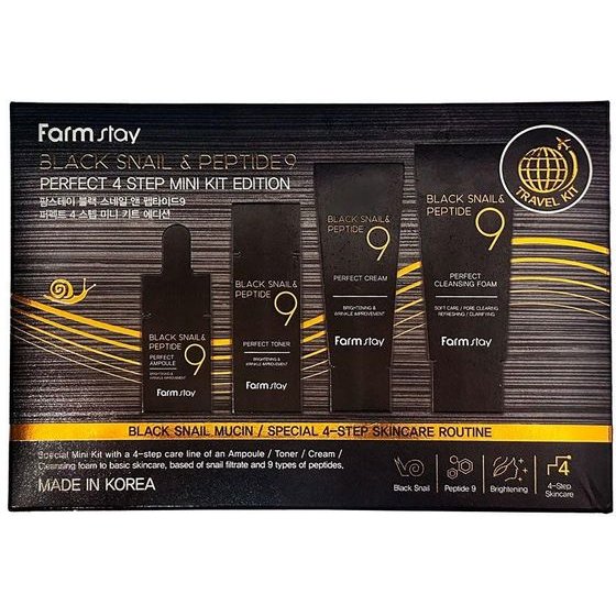 Farmstay Black Snail & Peptide 9 Perfect 4 Step Mini Kit Edition 4pcs - (1338)